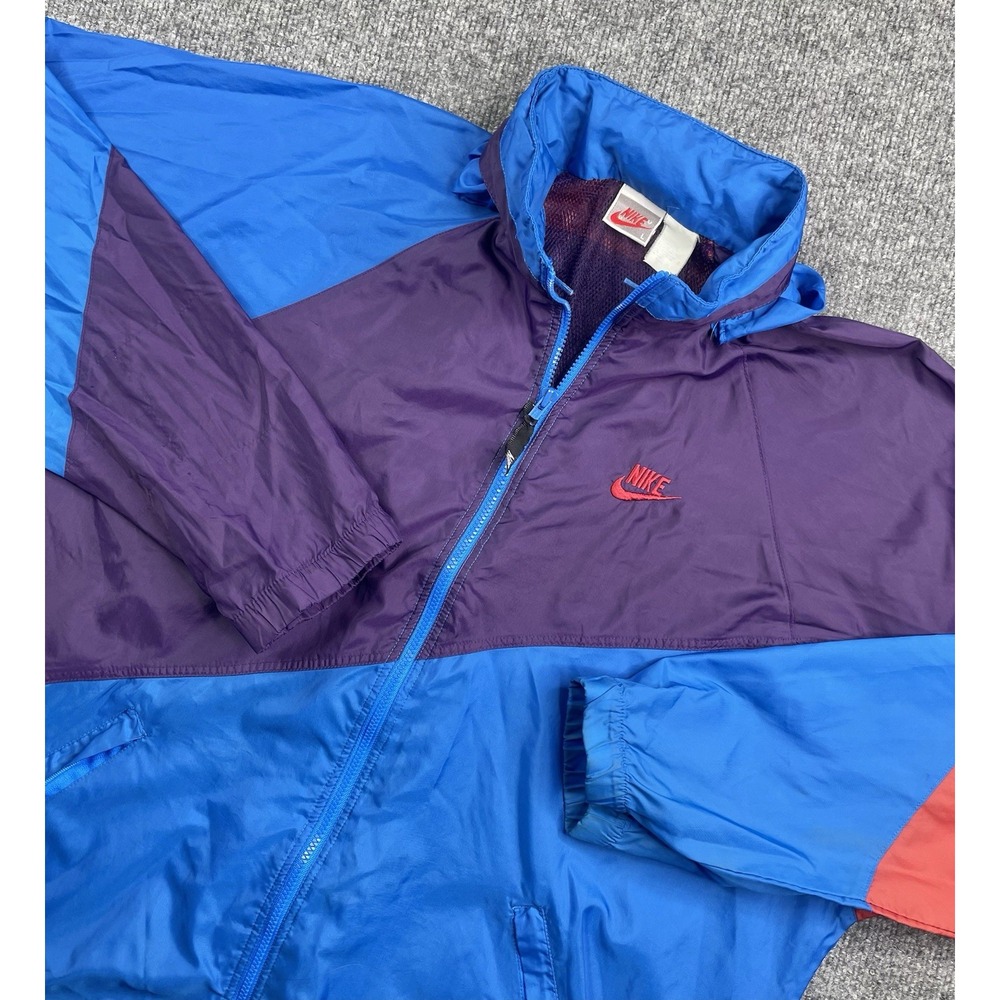 Vintage Nike Jacket Men's Windbreaker L Color Block Red Label Hoodie Full Zip